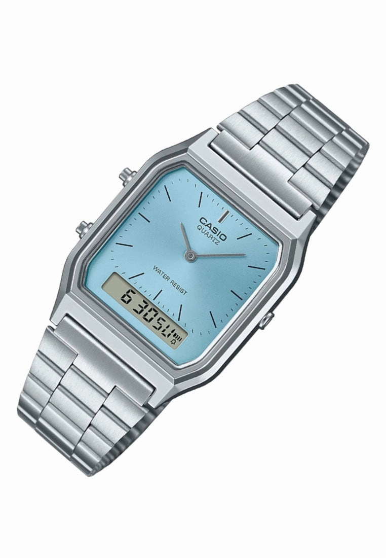 Casio AQ-230A-2A1MQYDF Digital Analog Stainless Steel Strap Watch