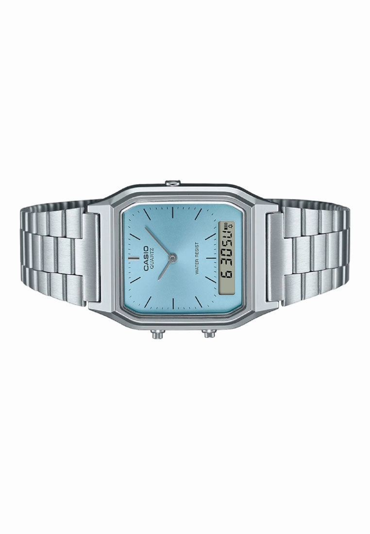 Casio AQ-230A-2A1MQYDF Digital Analog Stainless Steel Strap Watch