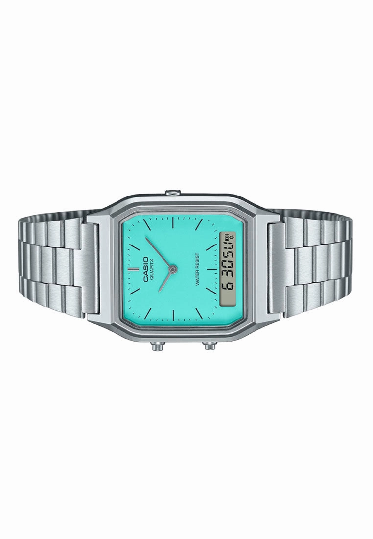 Casio AQ-230A-2A2MQYDF Digital Analog Stainless Steel Strap Watch