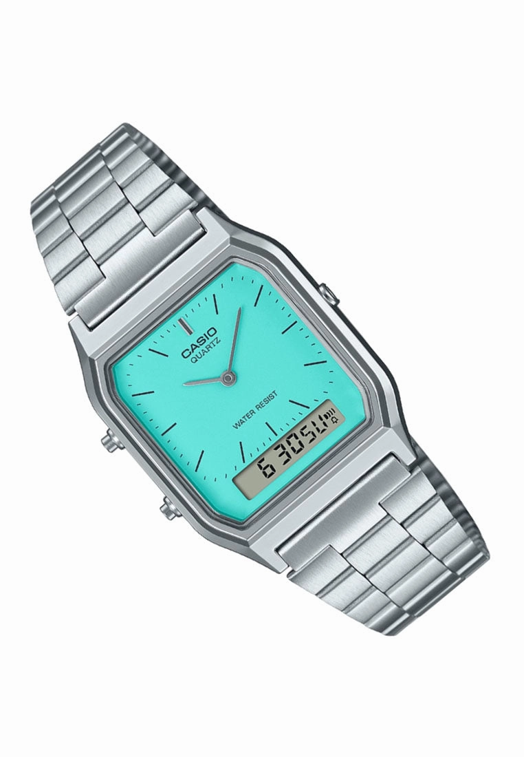 Casio AQ-230A-2A2MQYDF Digital Analog Stainless Steel Strap Watch