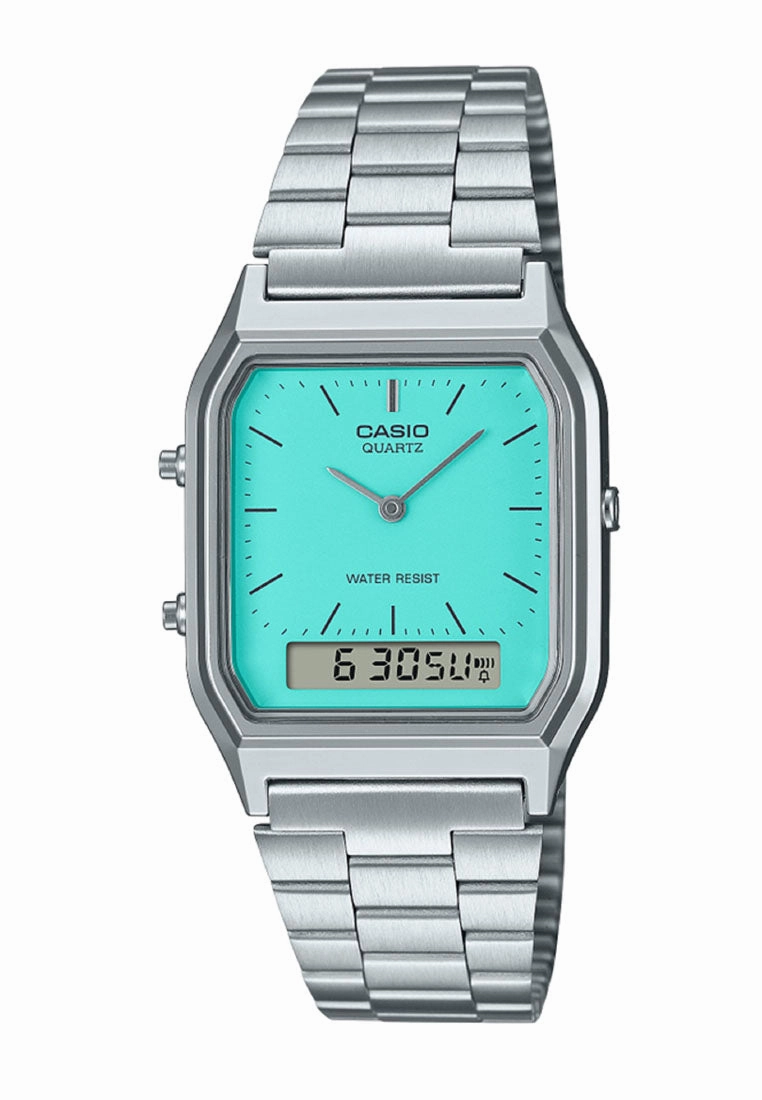 Casio AQ-230A-2A2MQYDF Digital Analog Stainless Steel Strap Watch