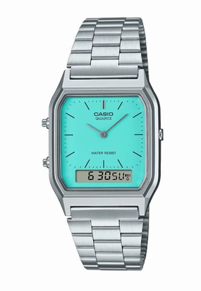 Casio AQ-230A-2A2MQYDF Digital Analog Stainless Steel Strap Watch