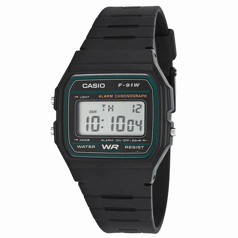 Casio F-91W-3DG Black Resin Strap Watch for Men and Women