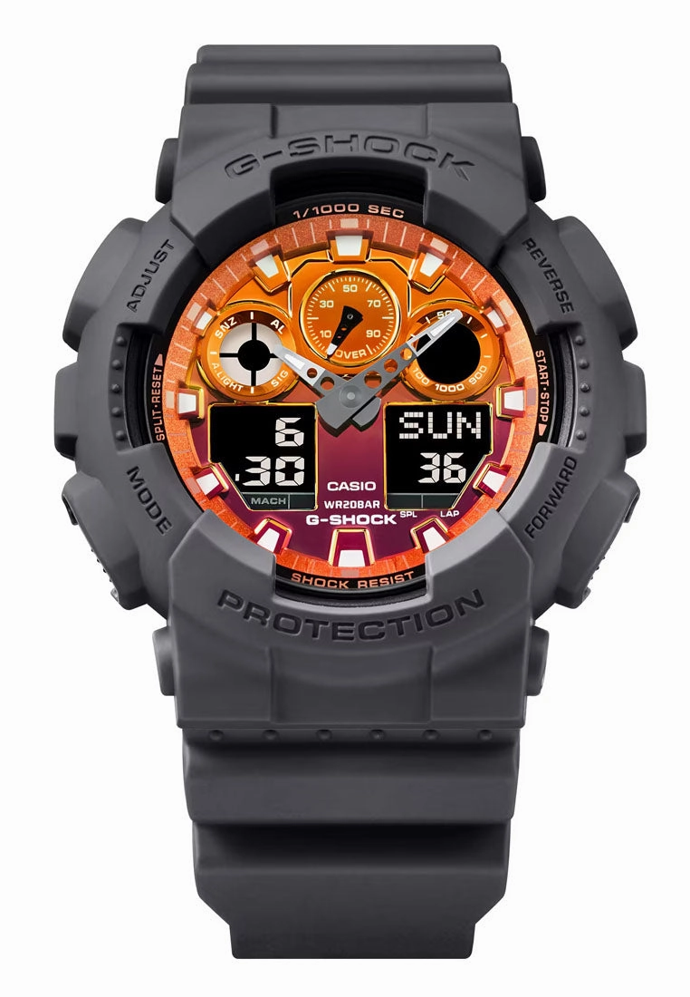 Casio G-shock GA-100FL-8A Digital Analog Rubber Strap Watch for Men