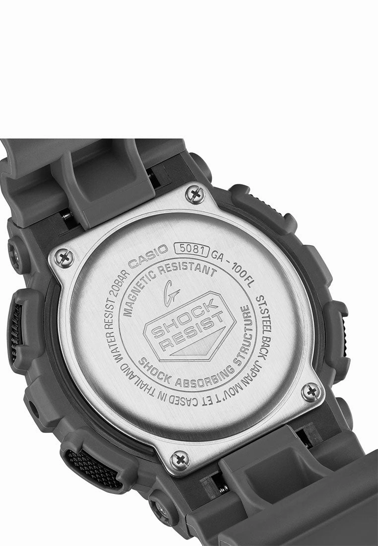 Casio G-shock GA-100FL-8A Digital Analog Rubber Strap Watch for Men