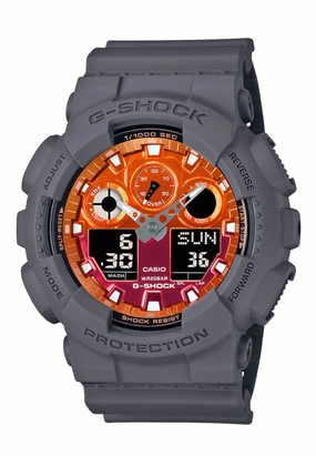 Casio G-shock GA-100FL-8A Digital Analog Rubber Strap Watch for Men