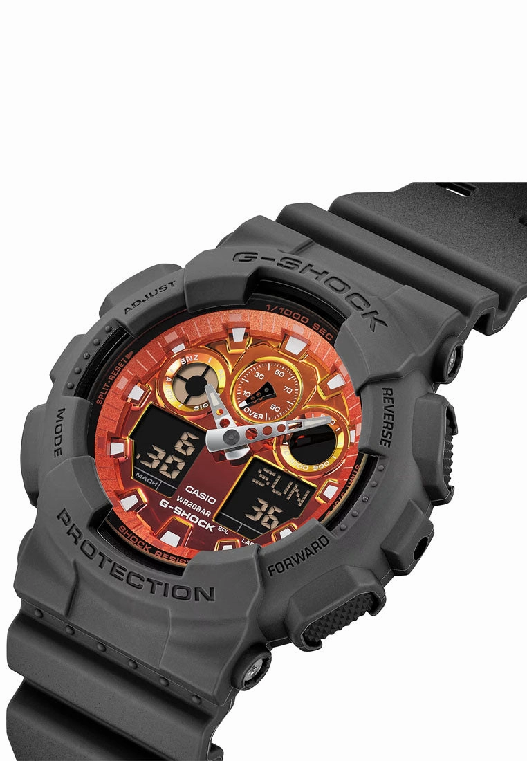 Casio G-shock GA-100FL-8A Digital Analog Rubber Strap Watch for Men