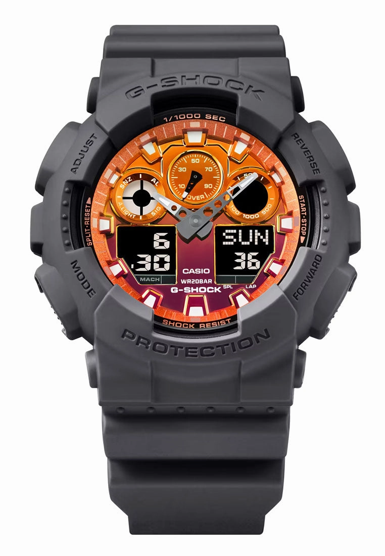 Casio G-shock GA-100FL-8A Digital Analog Rubber Strap Watch for Men