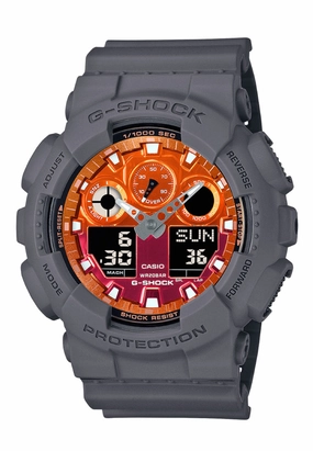 Casio G-shock GA-100FL-8A Digital Analog Rubber Strap Watch for Men