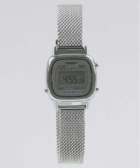 Casio LA670WEM-7DF Silver Mesh Watch for Women