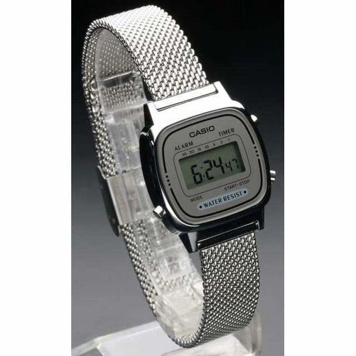 Casio LA670WEM-7DF Silver Mesh Watch for Women