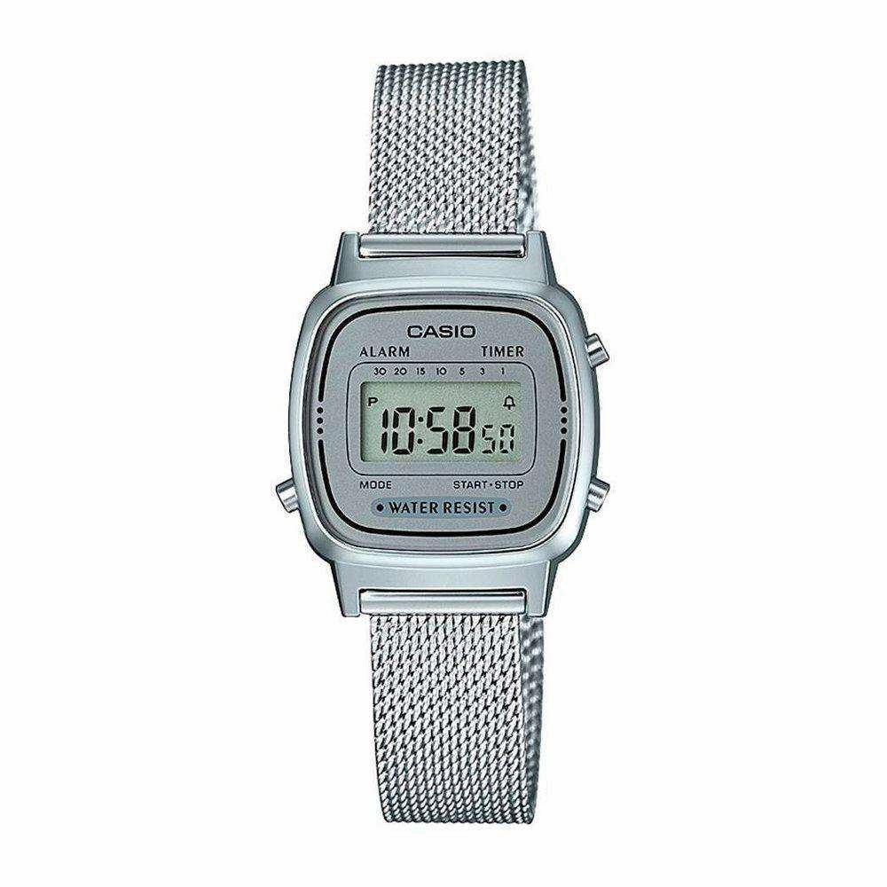 Casio LA670WEM-7DF Silver Mesh Watch for Women