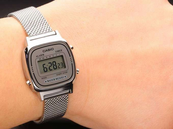 Casio LA670WEM-7DF Silver Mesh Watch for Women