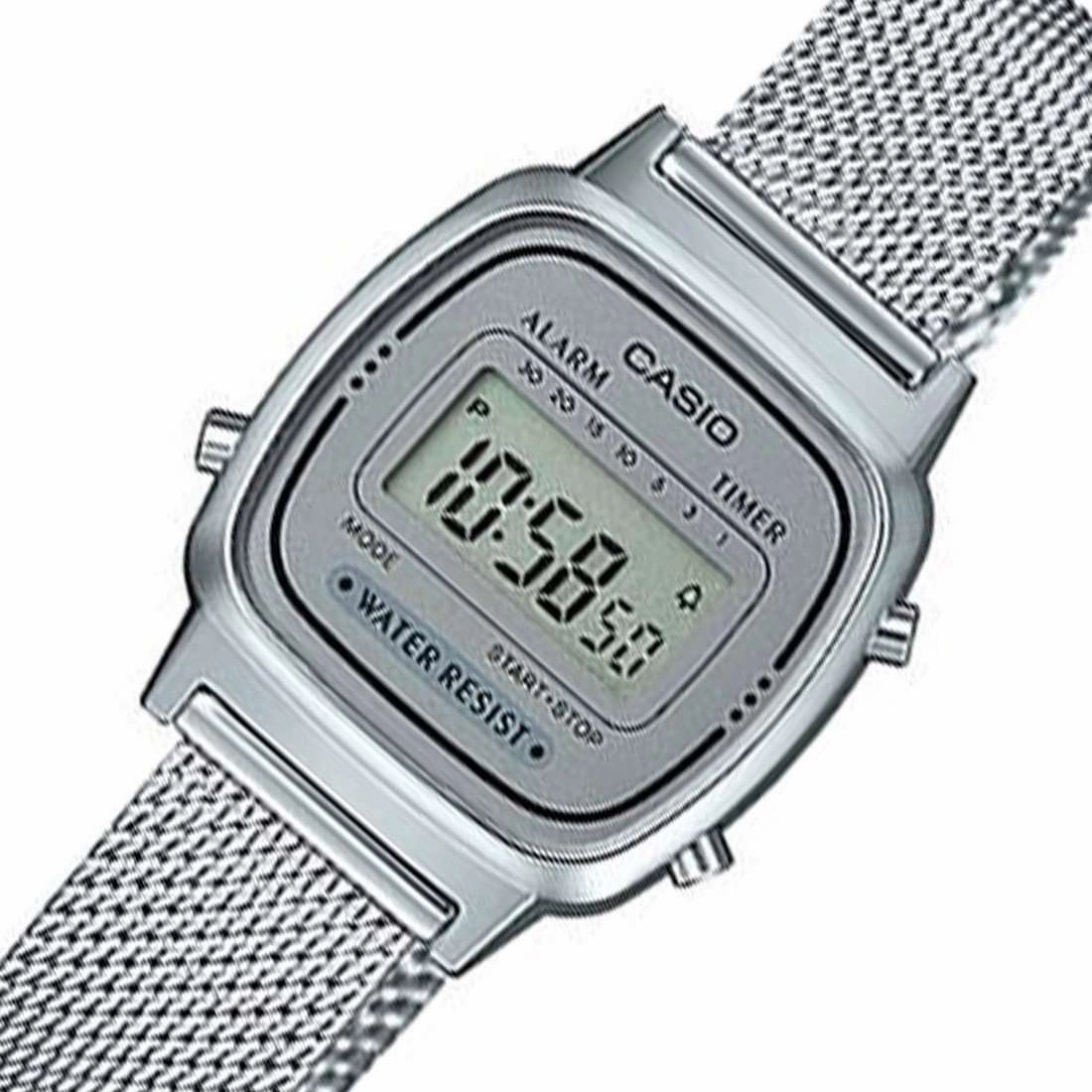 Casio LA670WEM-7DF Silver Mesh Watch for Women