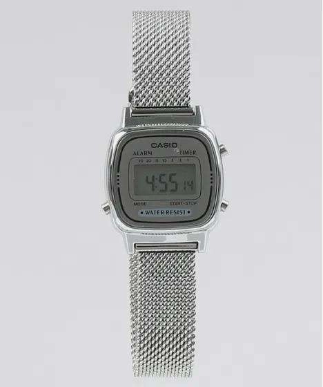 Casio LA670WEM-7DF Silver Mesh Watch for Women