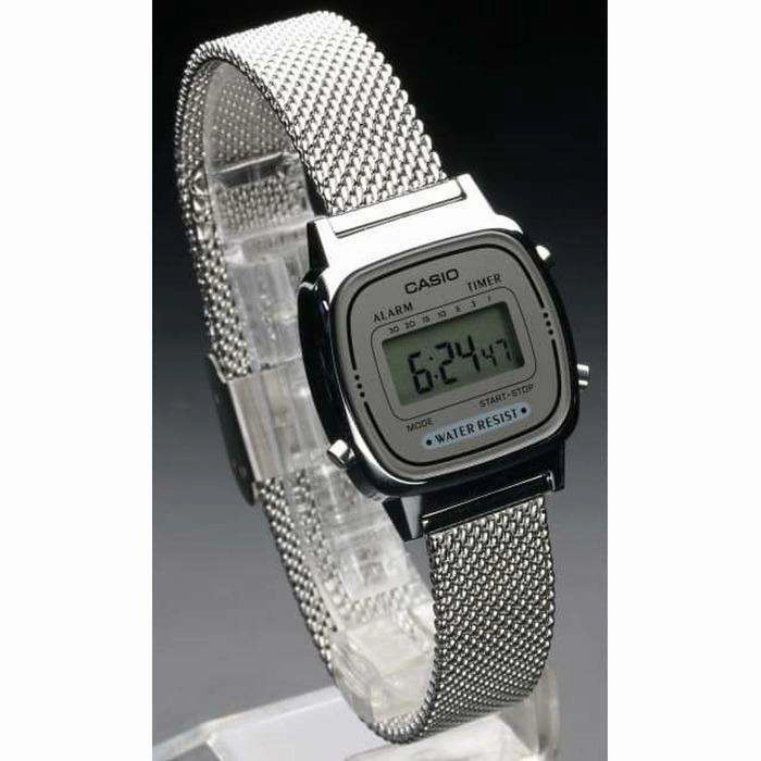 Casio LA670WEM-7DF Silver Mesh Watch for Women