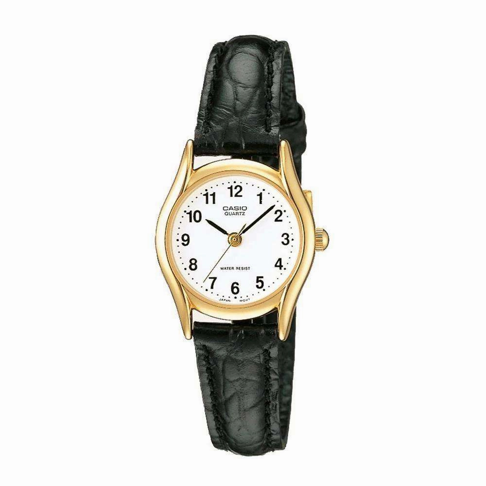 Casio LTP-1094Q-7B1RDF Black Leather Watch for Women