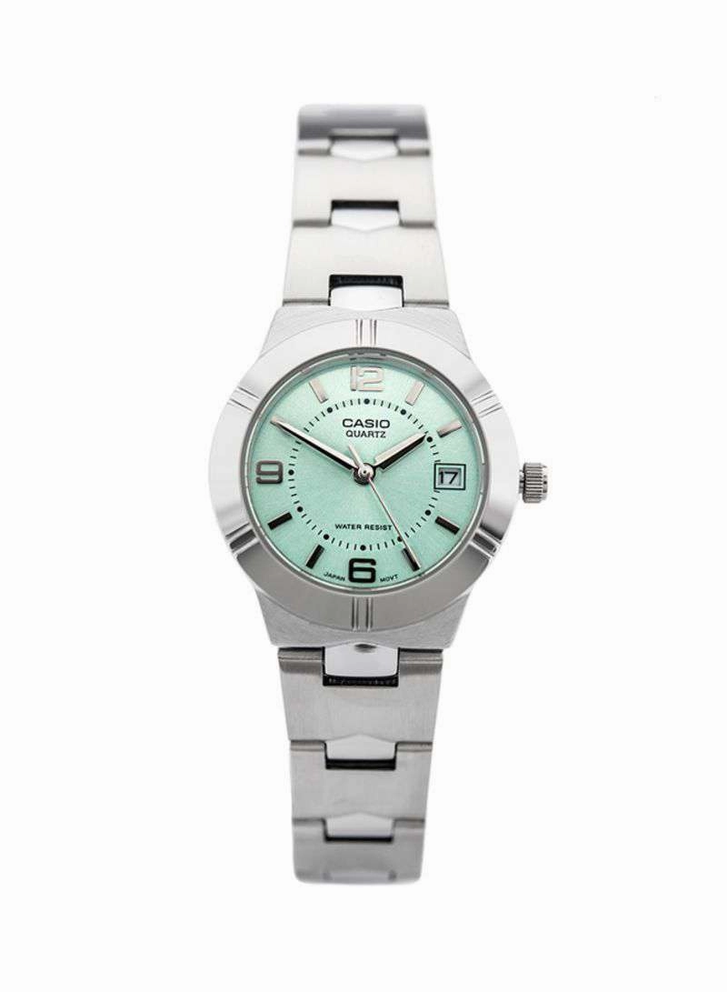 Casio LTP-1241D-3ADF Silver/Green Stainless Steel Strap Watch for Women