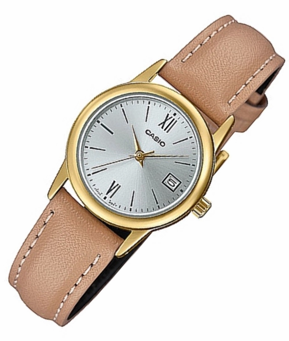 Casio LTP-V002GL-7B3 Light Brown leather strap for Women