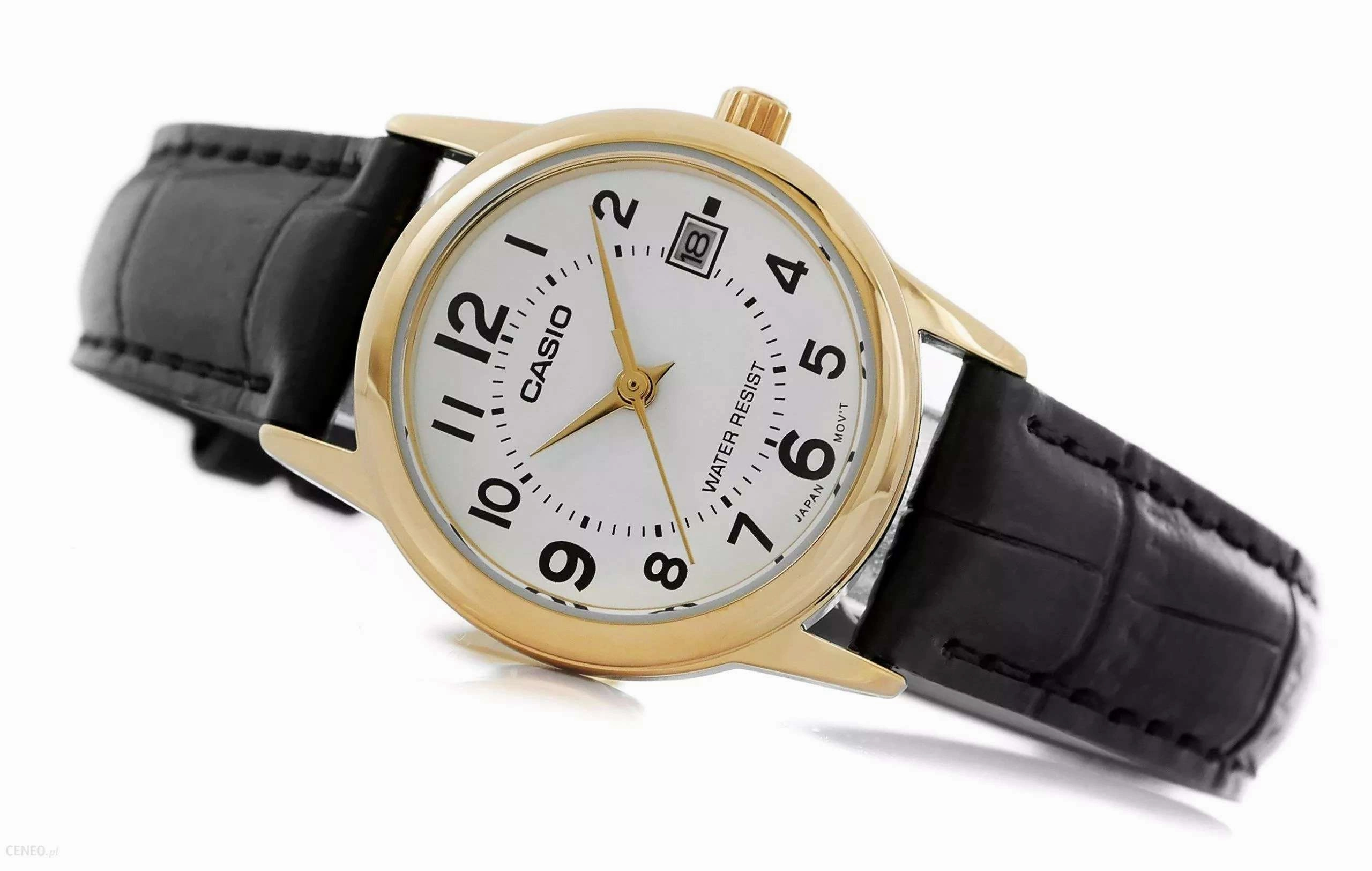 Casio LTP-V002GL-7B Black Leather Strap Watch for Women