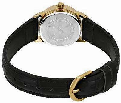 Casio LTP-V002GL-7B Black Leather Strap Watch for Women