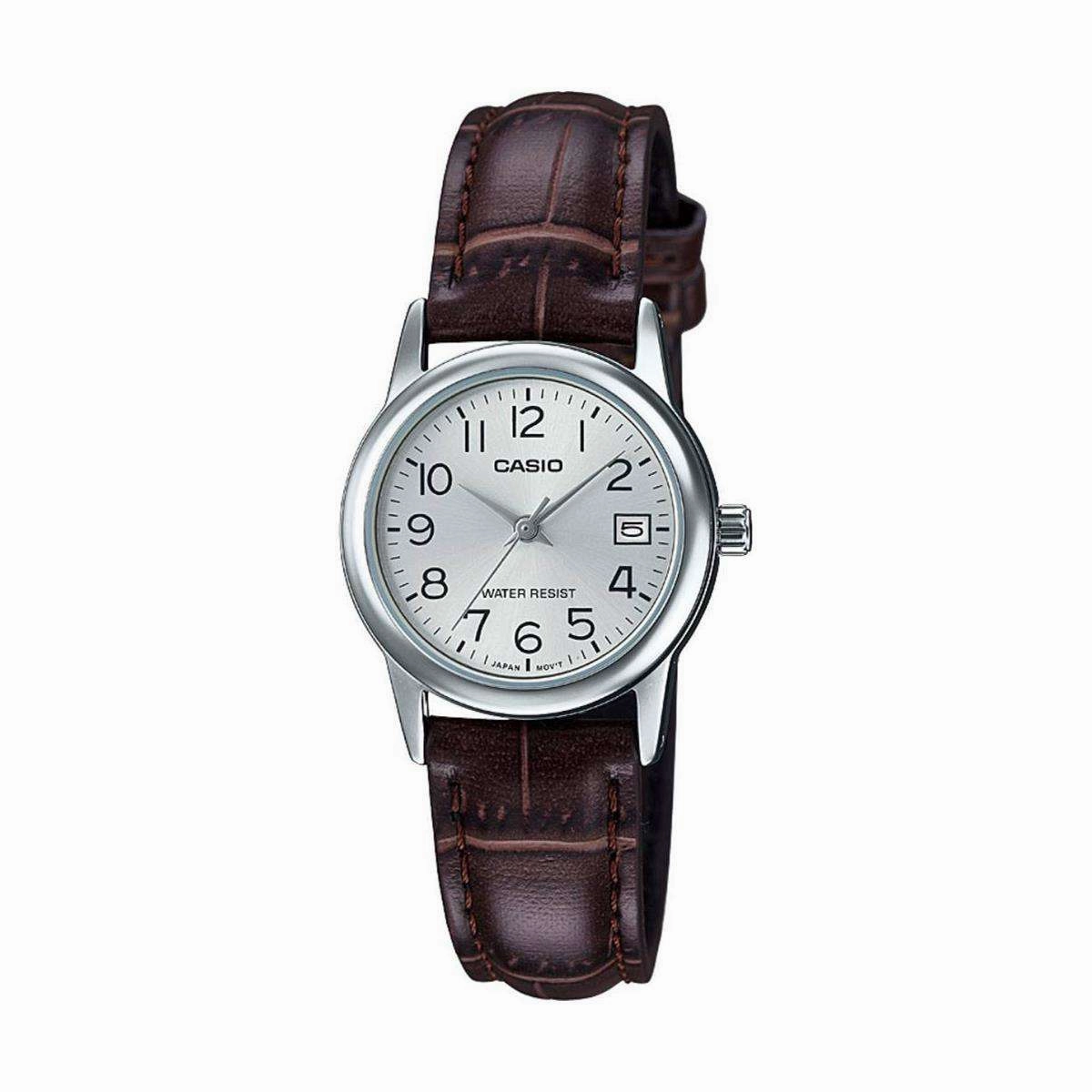Casio LTP-V002L-7B2 Brown Leather Strap Watch for Women