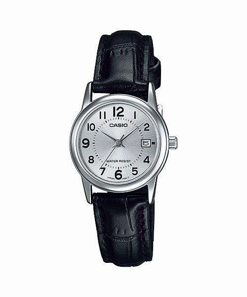 Casio LTP-V002L-7B Black Leather Strap Watch for Women