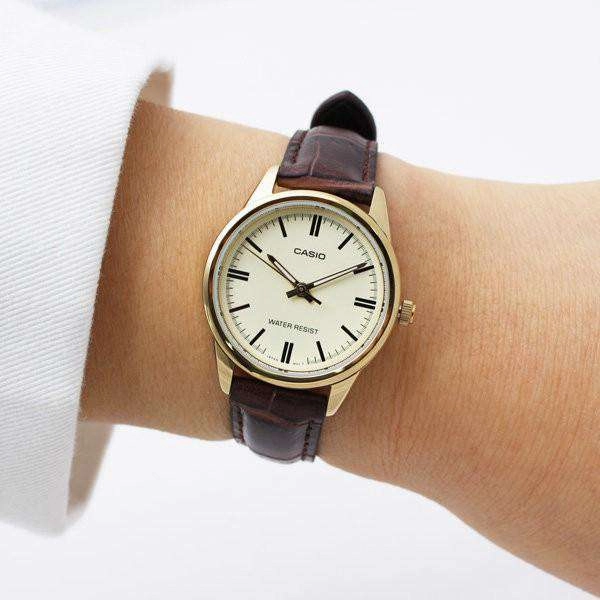 Casio LTP-V005GL-9A Brown Leather Strap Watch for Women