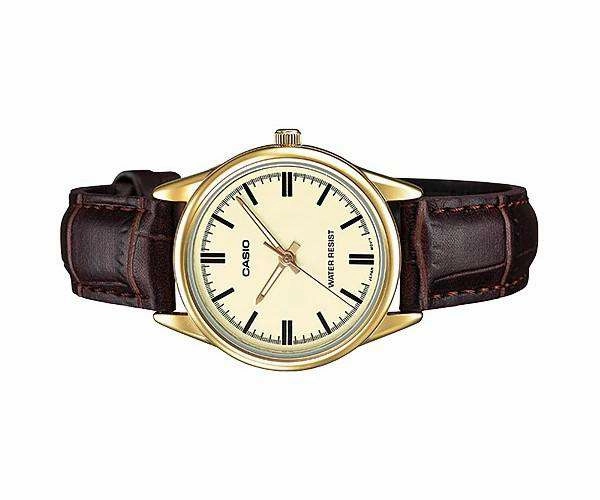 Casio LTP-V005GL-9A Brown Leather Strap Watch for Women