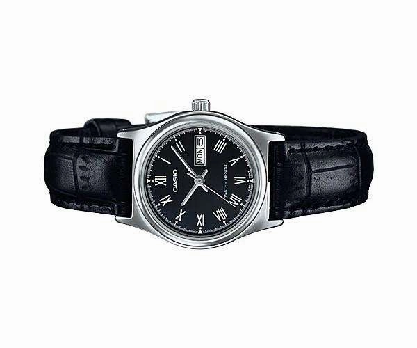 Casio LTP-V006L-1B Black Leather Strap Watch for Women