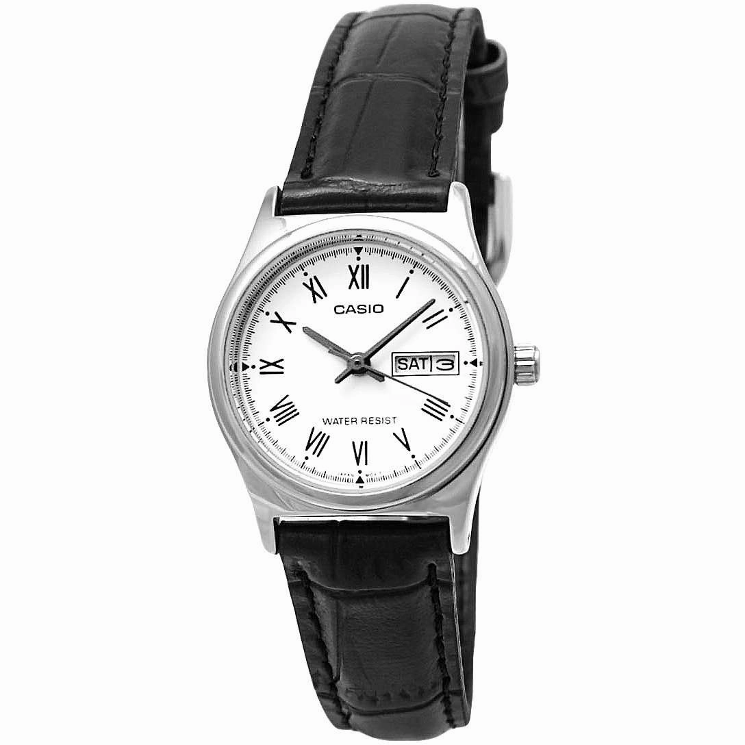 Casio LTP-V006L-7B Black Leather Strap Watch for Women