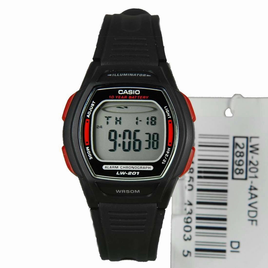 Casio LW-201-4AVDF Digital Black Silicone Strap Watch for Women