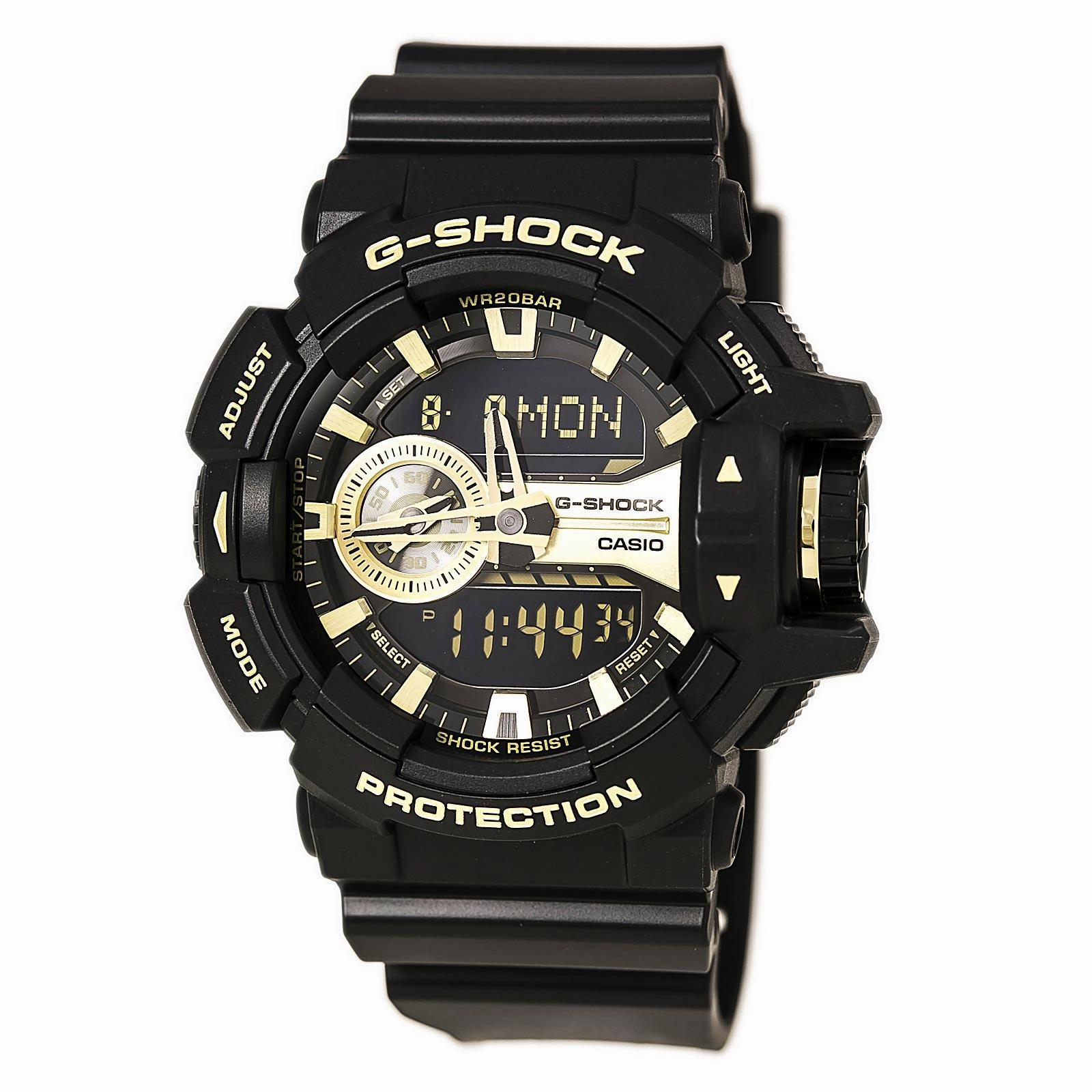 Casio Men's Alarm Watch - G-Shock Dive Ana-Digital Black & Gold Dial | GA400GB-1A9