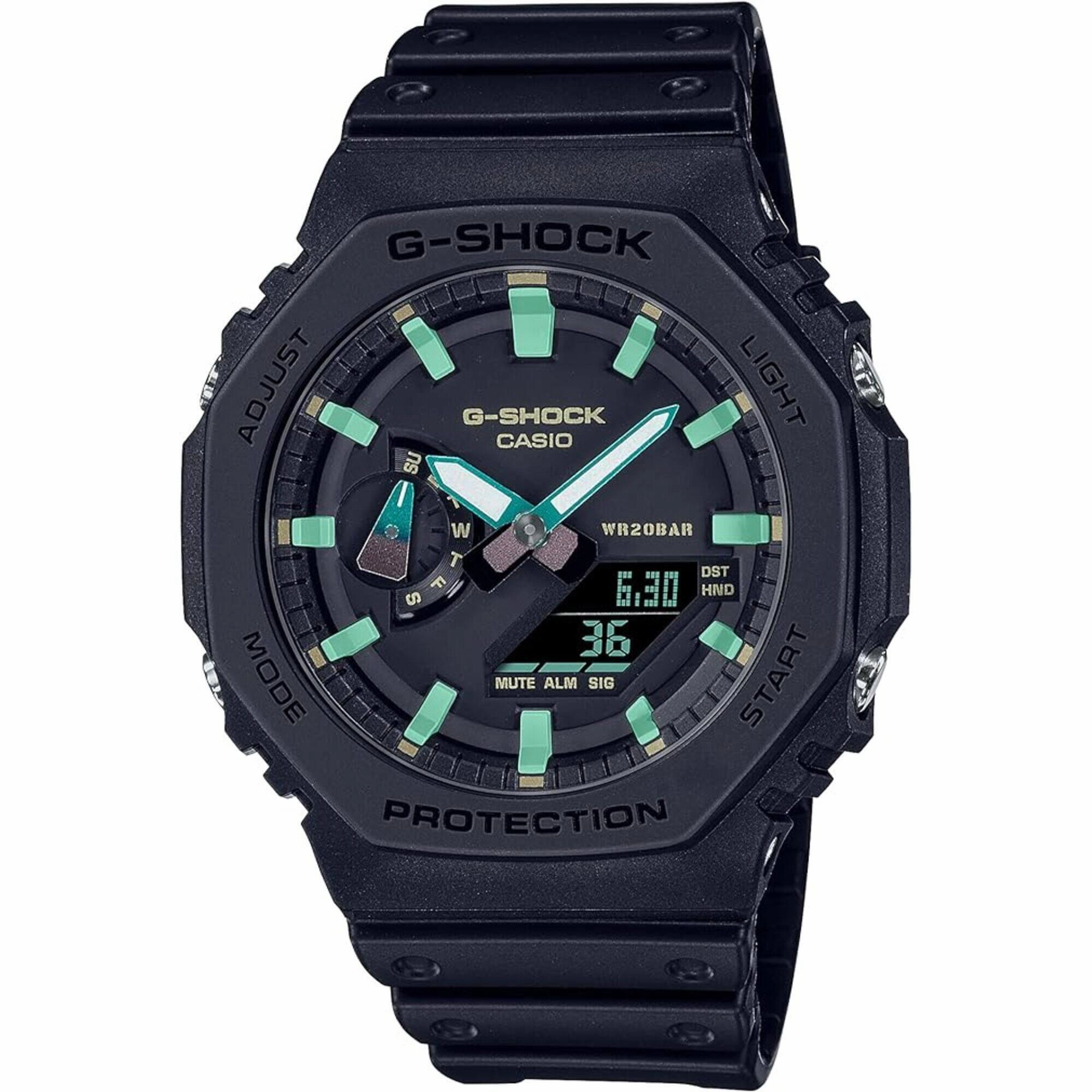 Casio Men's Ana Digi Watch - G-Shock 2100 Series Black Dial Resin Strap | GA2100RC-1A