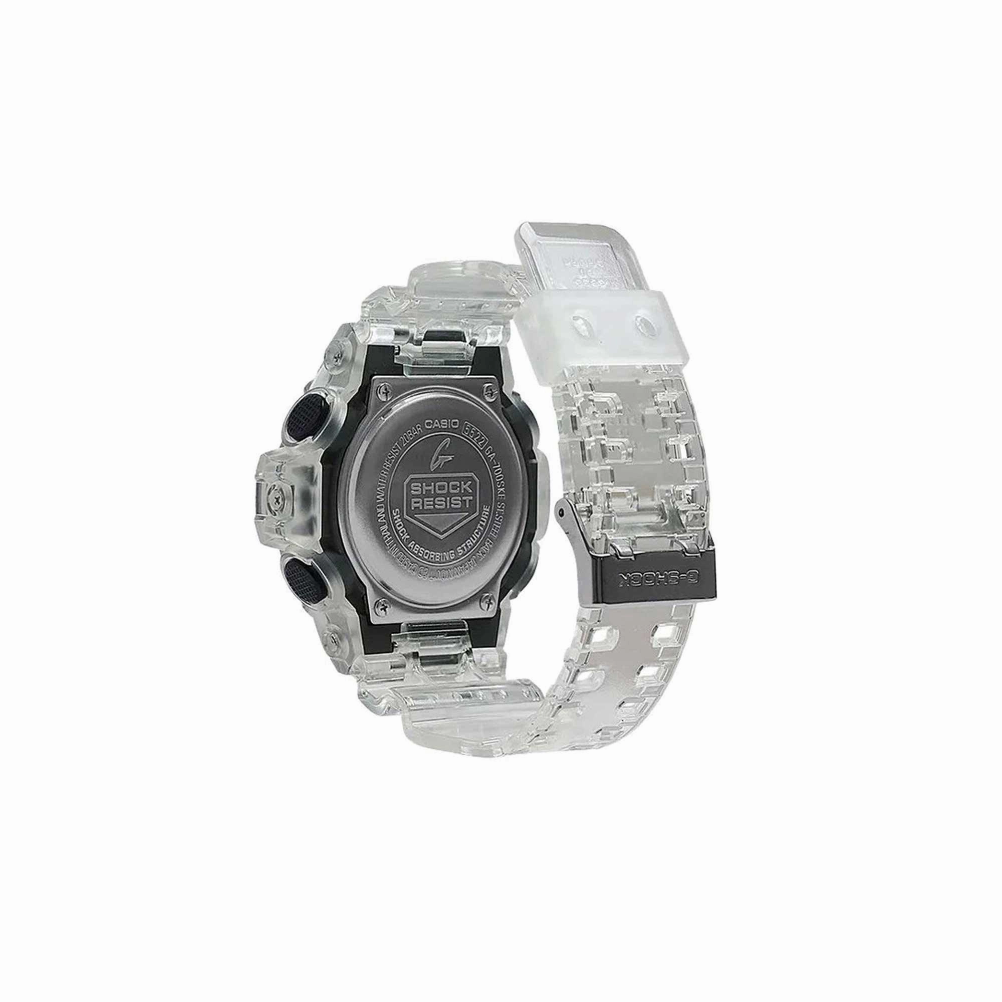 Casio Men's Ana-Digi Watch - G-Shock Black Dial Transparent Resin Strap | GA700SKE-7A