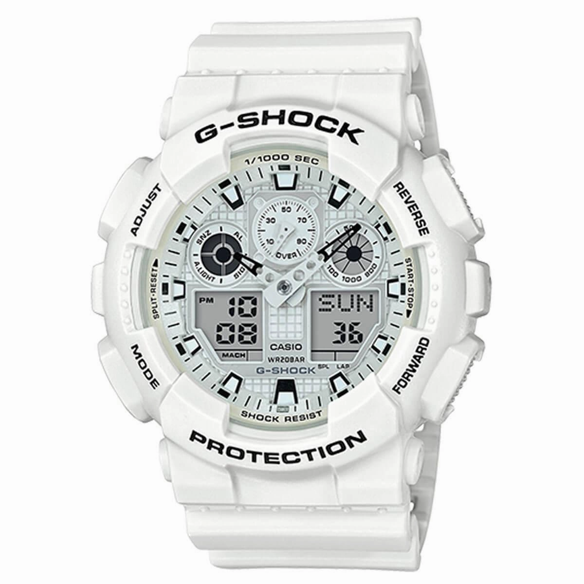 Casio Men's Ana-Digi Watch - G-Shock White Resin Strap | GA100MW-7A