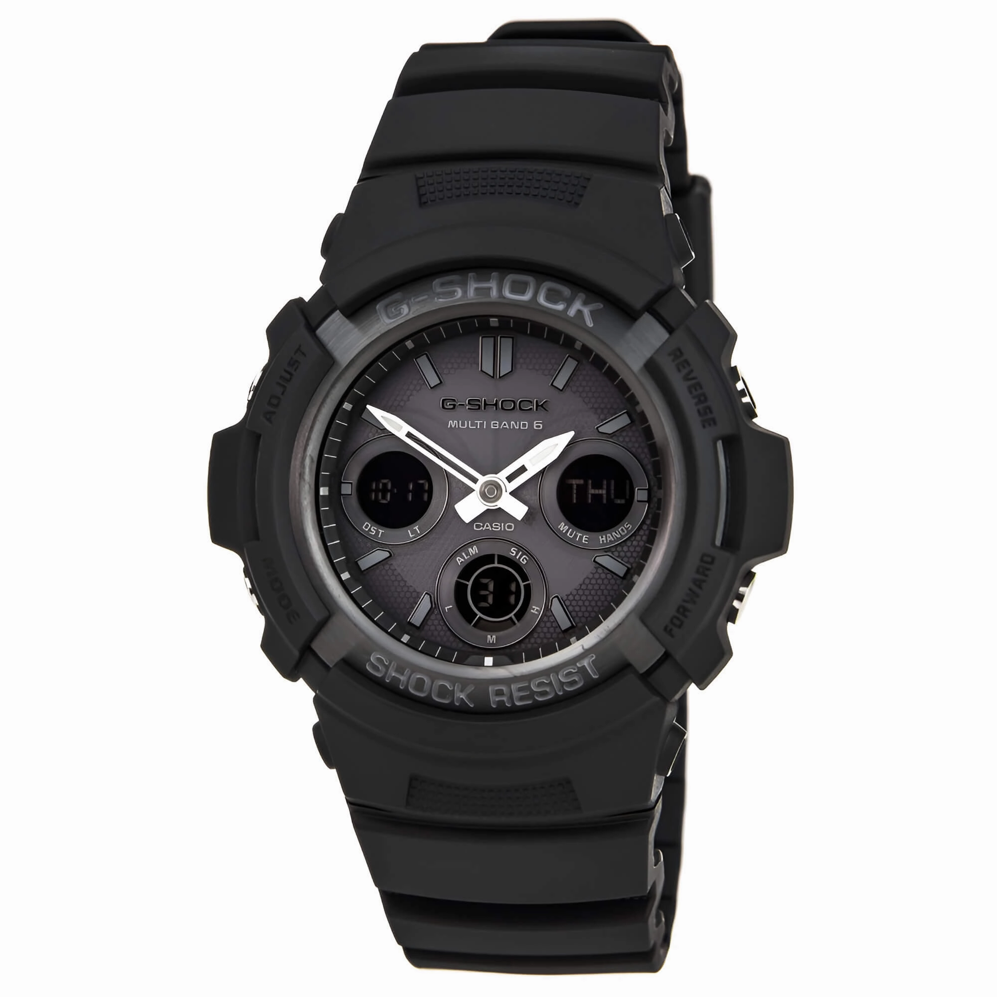 Casio Men's Ana-Digital Atomic Quartz G-Shock Black Dial Black Resin Watch | AWGM100B-1A