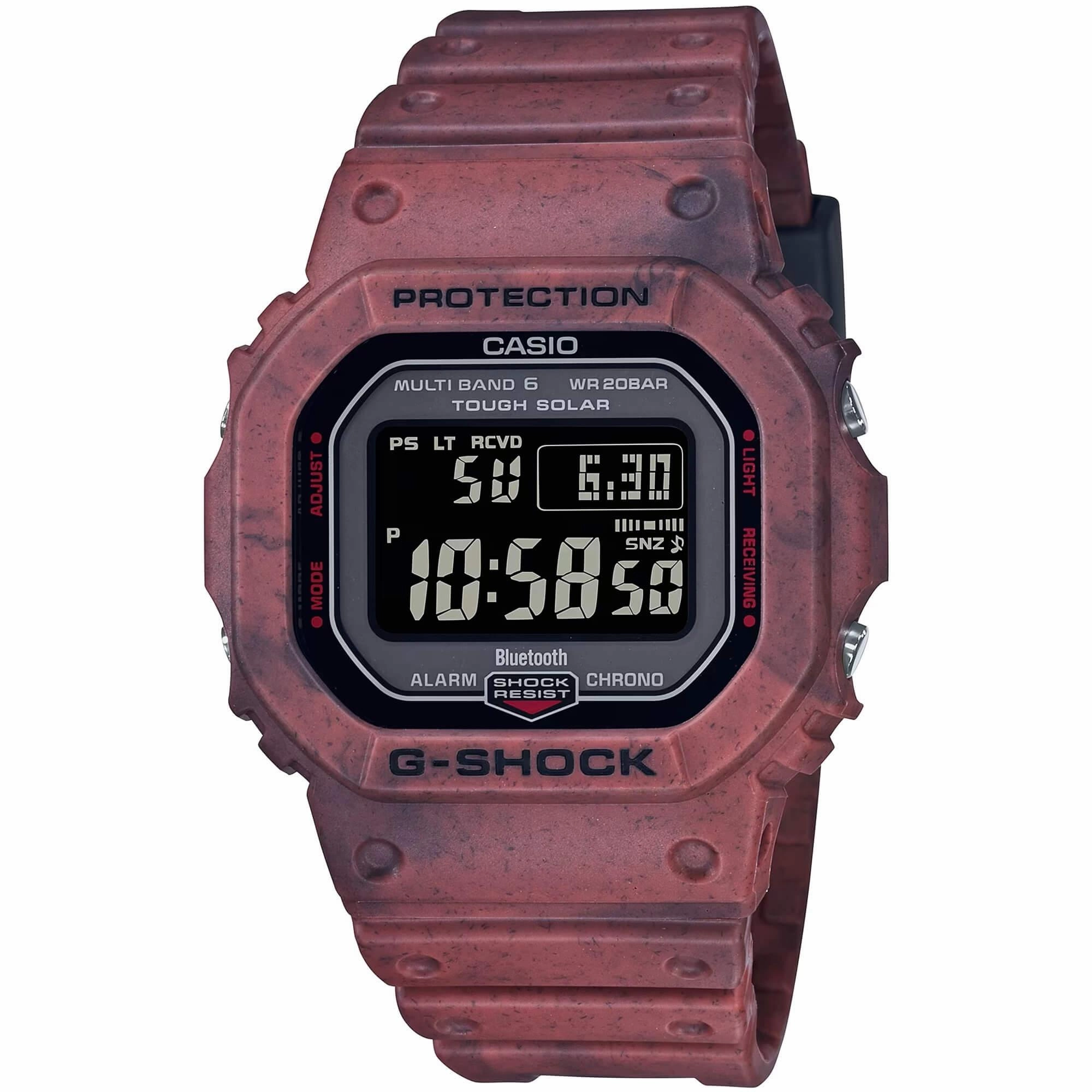 Casio Men's Digital Watch - G-Shock Alarm Black Dial Burgundy Strap | GWB5600SL-4