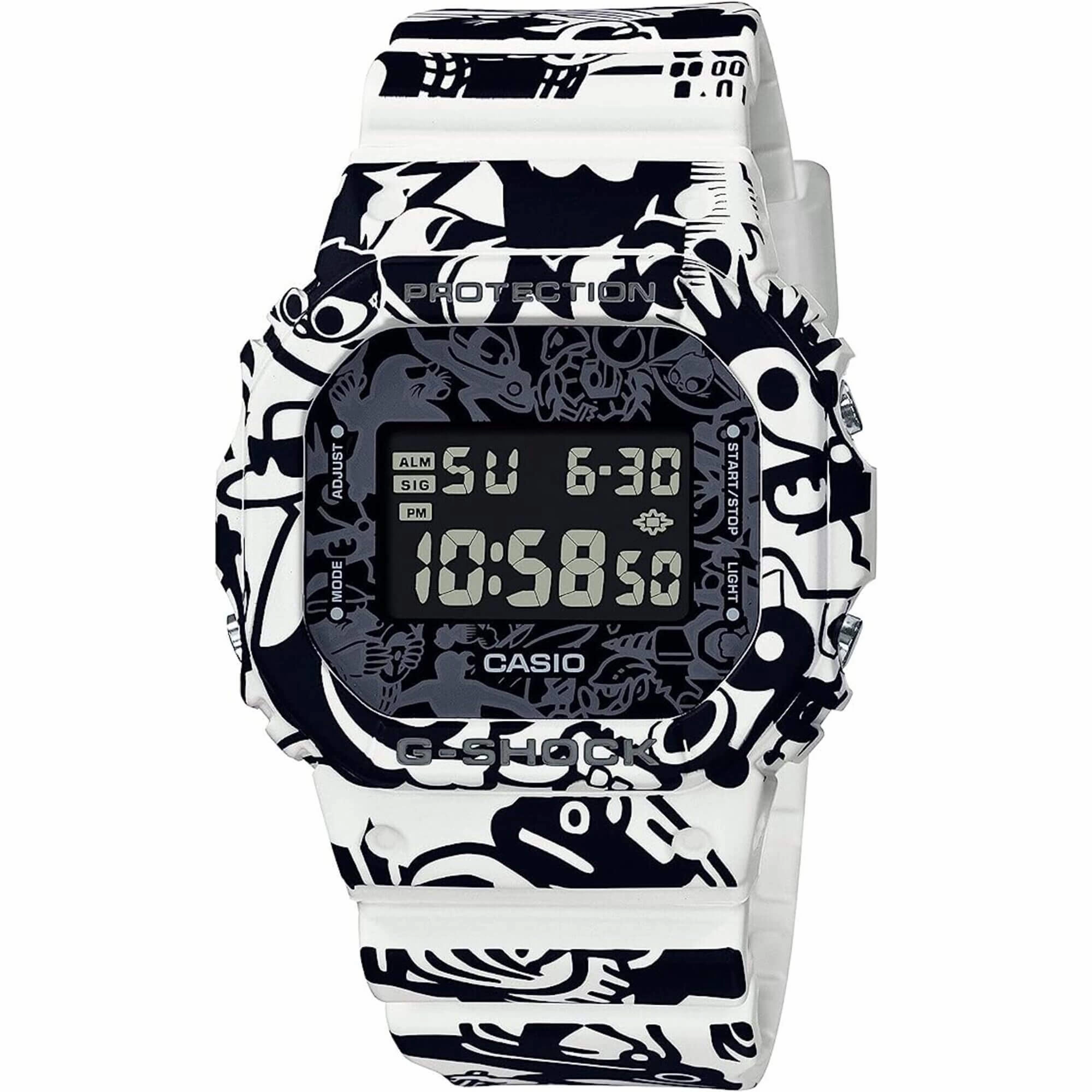 Casio Men's Digital Watch - G-Shock G-Universe Black and White Strap | DW-5600GU-7CR
