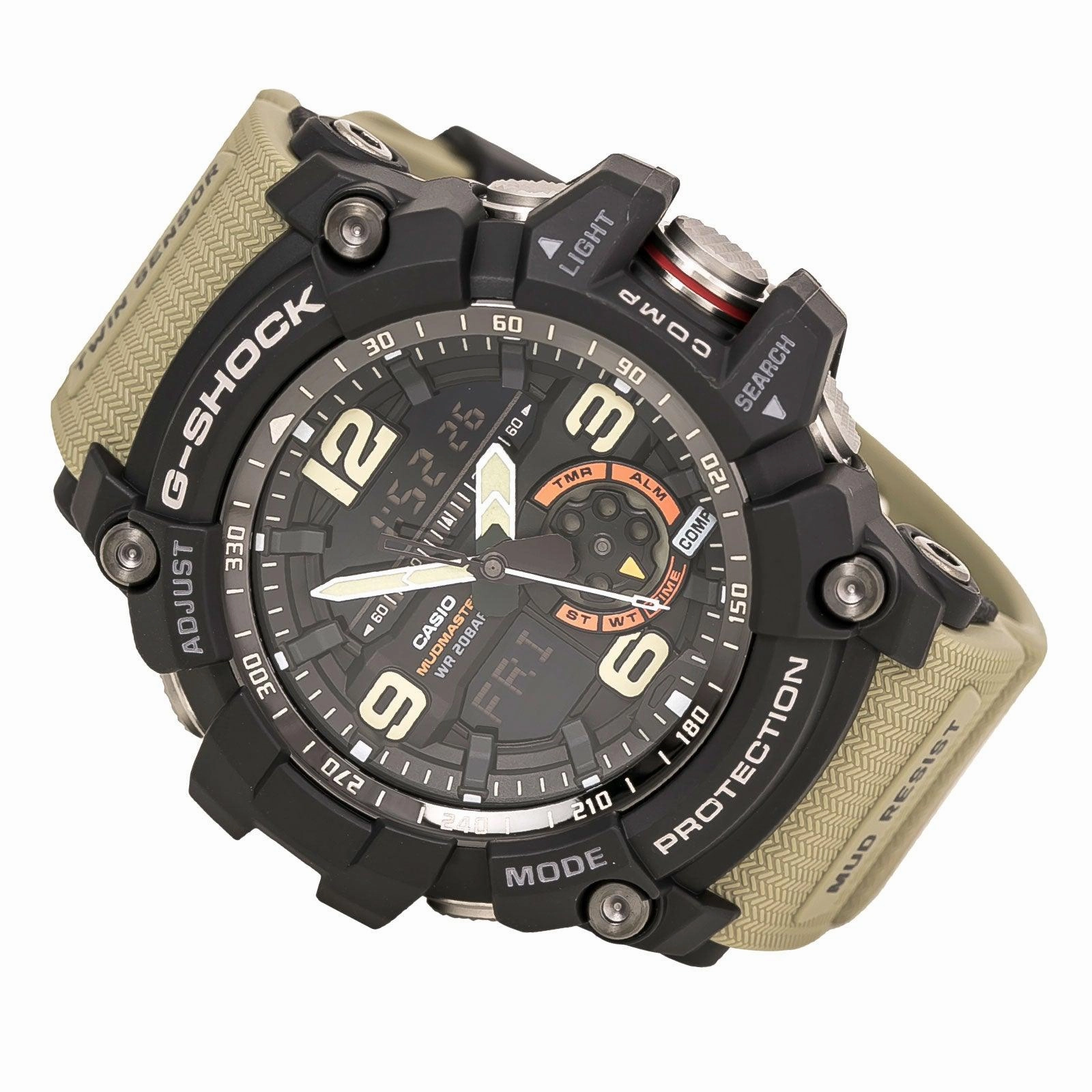Casio Men's G-Shock Mudmaster Brown Resin Strap Ana-Digi Black Dial World Time Dive Watch | GG1000-1A5