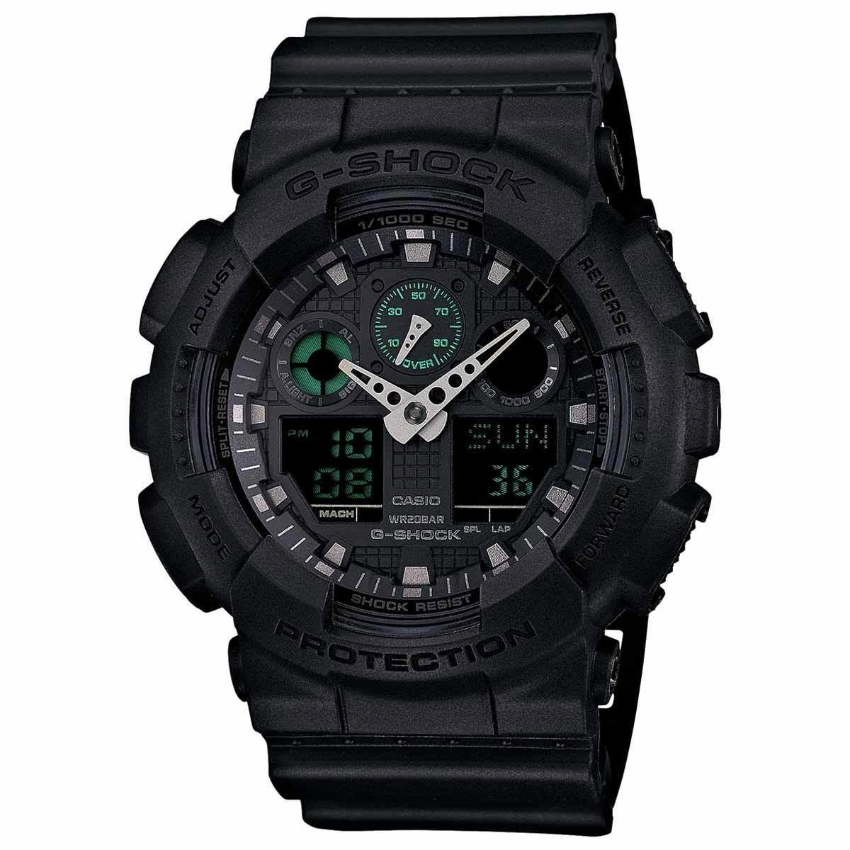 Casio Men's G-Shock Quartz Black Resin Watch | GA100MB-1A