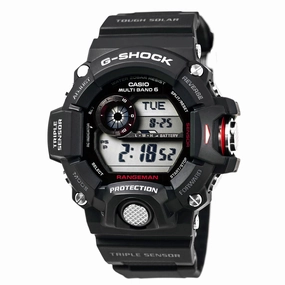 Casio Men's G-Shock Rangeman Tough Solar Black Resin Strap Digital Grey Dial Dive Watch | GW9400-1