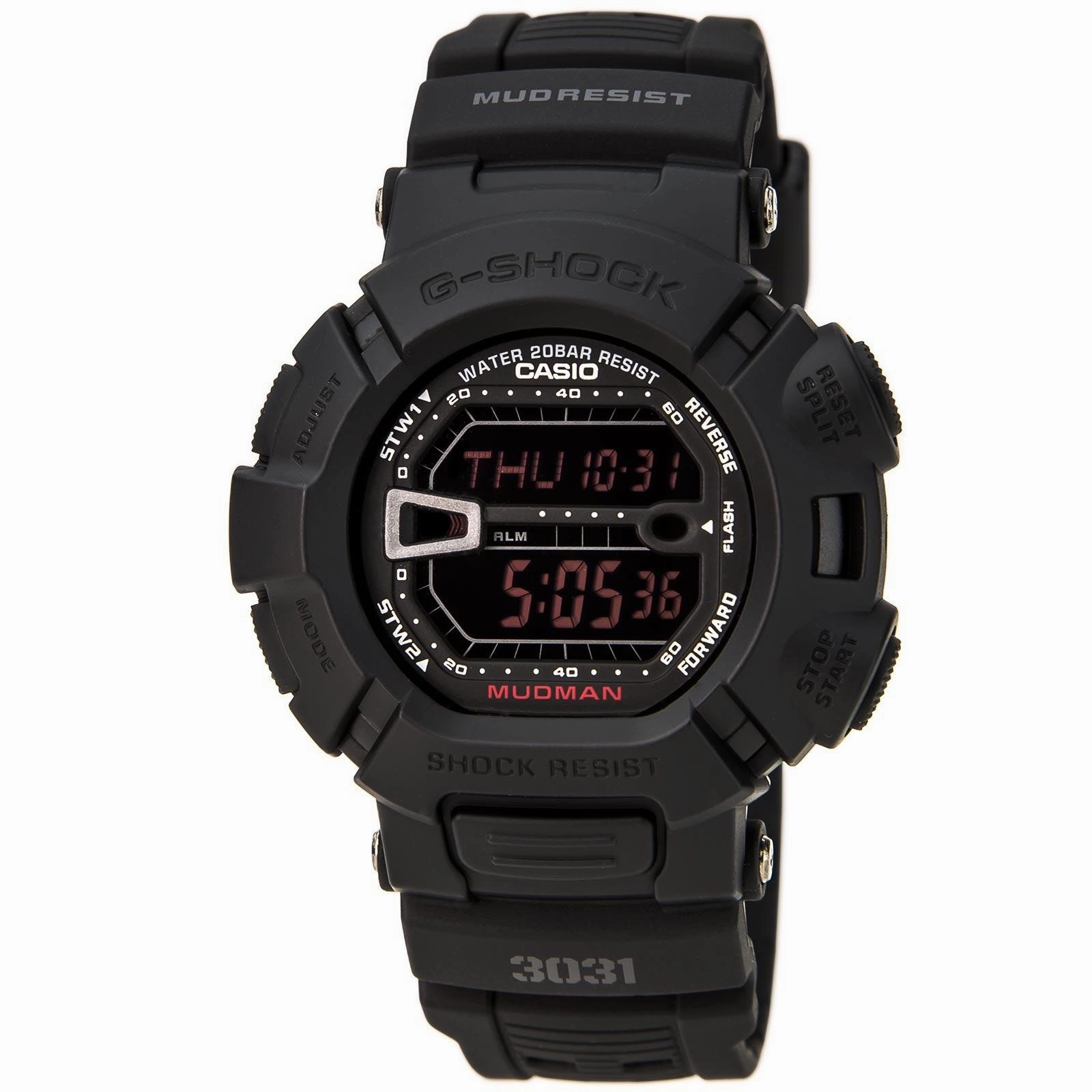 Casio Men's G-Shock World Time Black Resin Strap Black Digital Dial Quartz Dive Watch | G9000MS-1