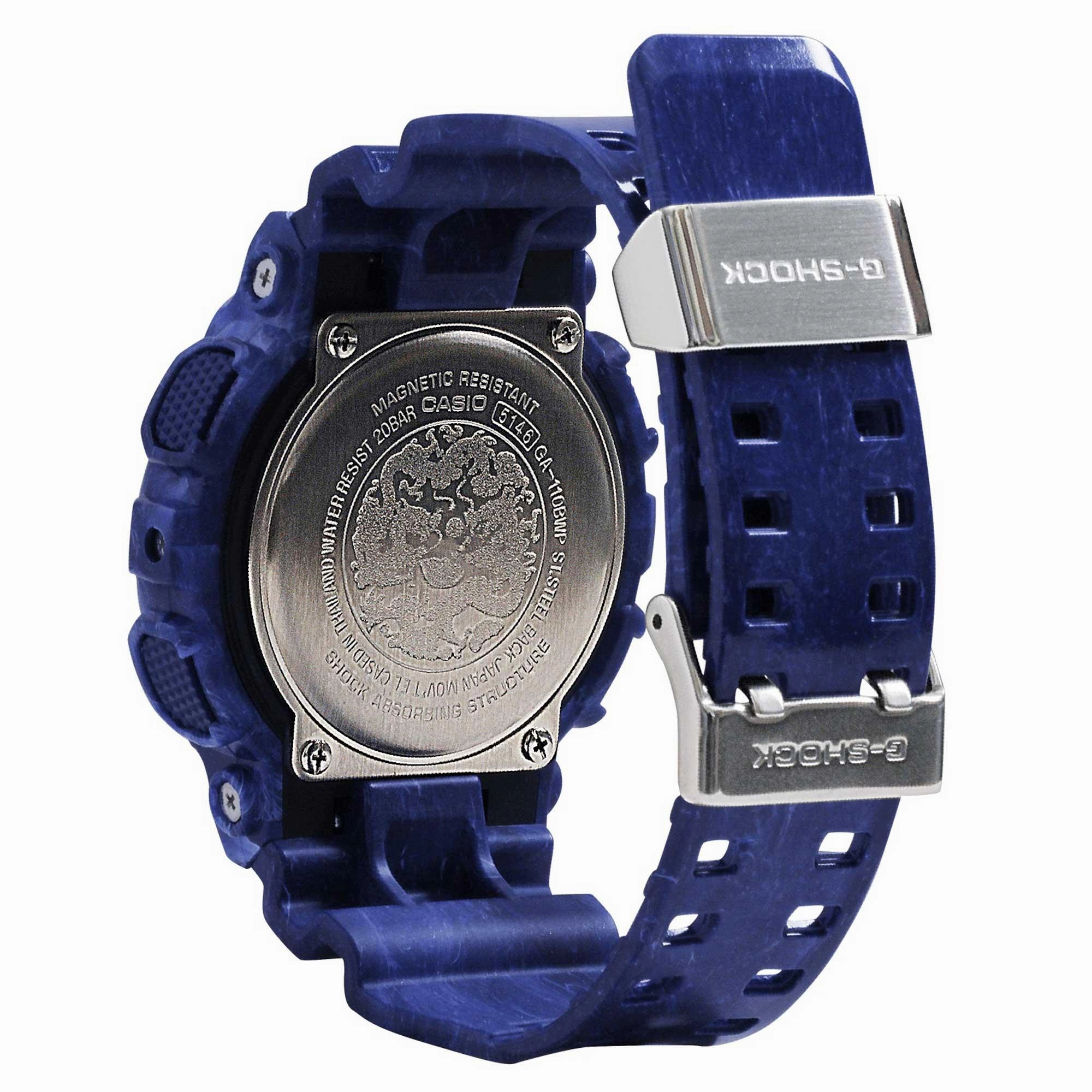 Casio Men's Quartz Watch - G-Shock Blue and White Ana-Digi Dial Strap | GA110BWP-2A