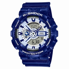 Casio Men's Quartz Watch - G-Shock Blue and White Ana-Digi Dial Strap | GA110BWP-2A