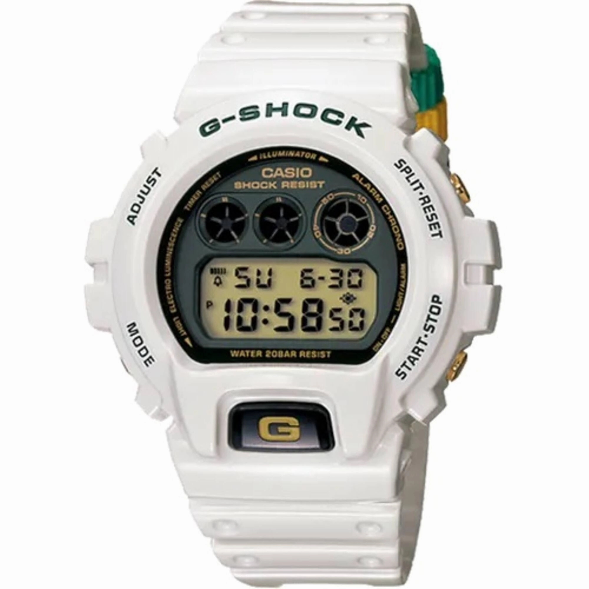 Casio Men's Watch - G-Shock Alarm White Resin Strap Digital Quartz Dive | DW-6900R-7