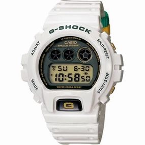 Casio Men's Watch - G-Shock Alarm White Resin Strap Digital Quartz Dive | DW-6900R-7