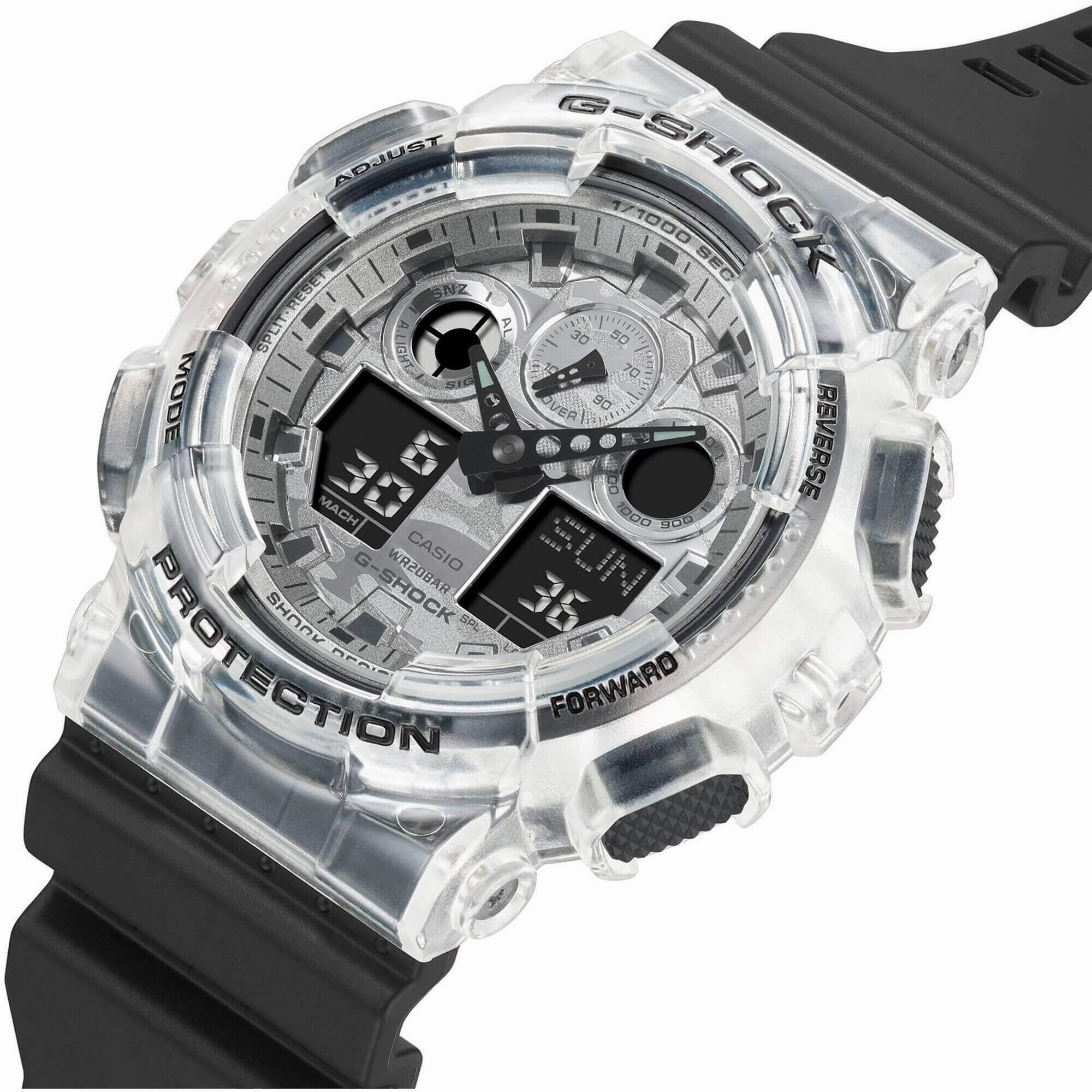 Casio Men's Watch - G-Shock Ana-Digi World Timer Camouflage Dial Strap | GA100SKC-1A