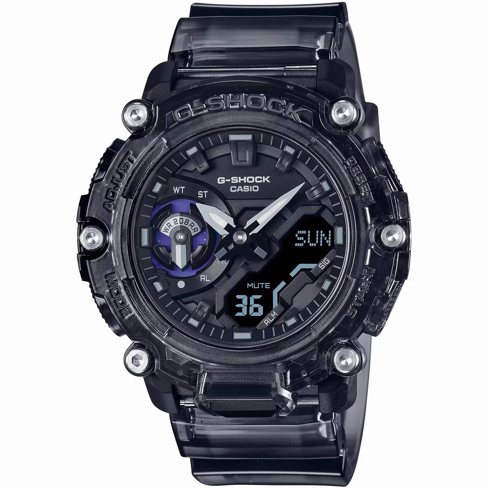 Casio Men's Watch - G-Shock Analog Digital Alarm Black Dial Resin Strap | GA2200SKL-8A