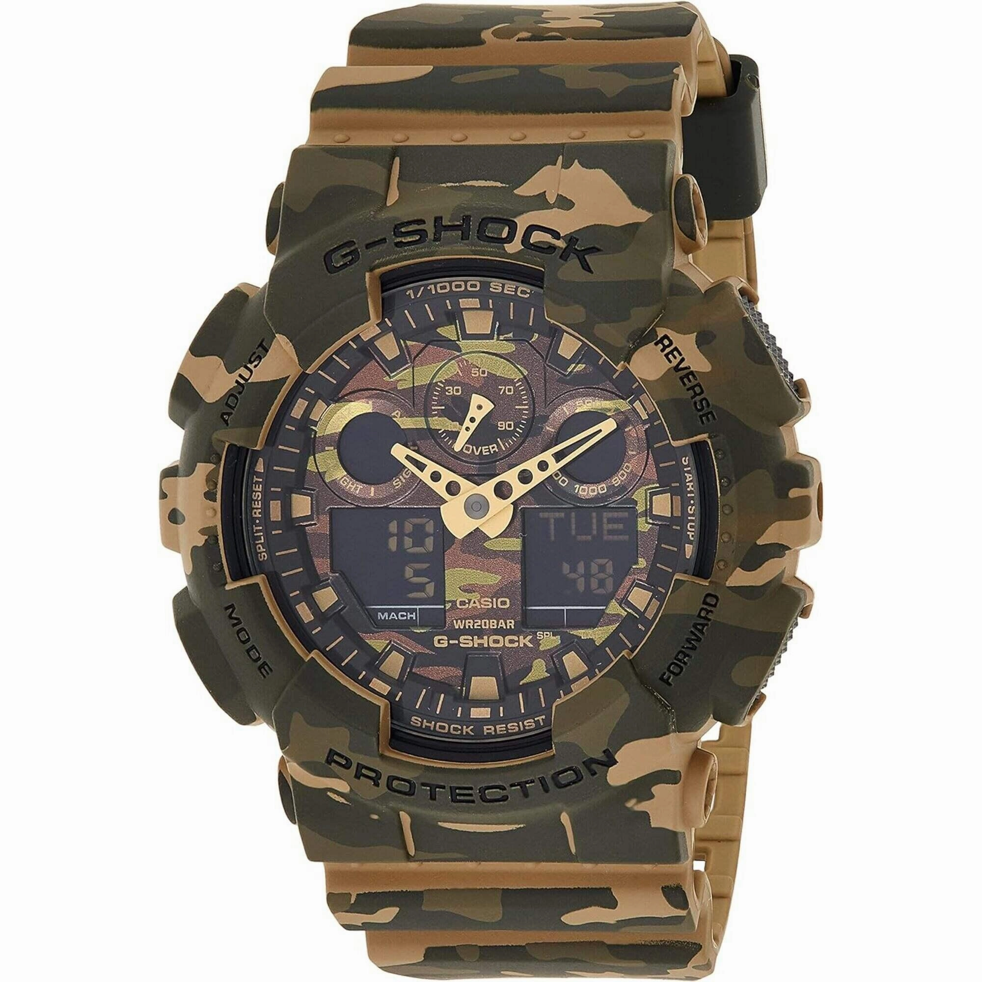 Casio Men's Watch - G-Shock Analog-Digital Dial Camouflage Strap | GA-100CM-5ACR